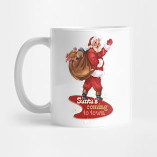 Retro Christmas Santa is Coming to Town Mug